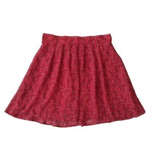 Old Navy Red Multicolored All Over Flower Print Spring Cottagecore Mini Skirt
